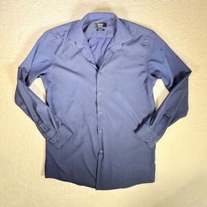 JONES NEW YORK SIGNATURE Men Slim Fit Blue Micro Dot Long Sleeve M 15-15.5 34-35